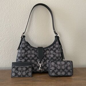 Coach Crystal Signature Jacquard Hamptons Hobo
